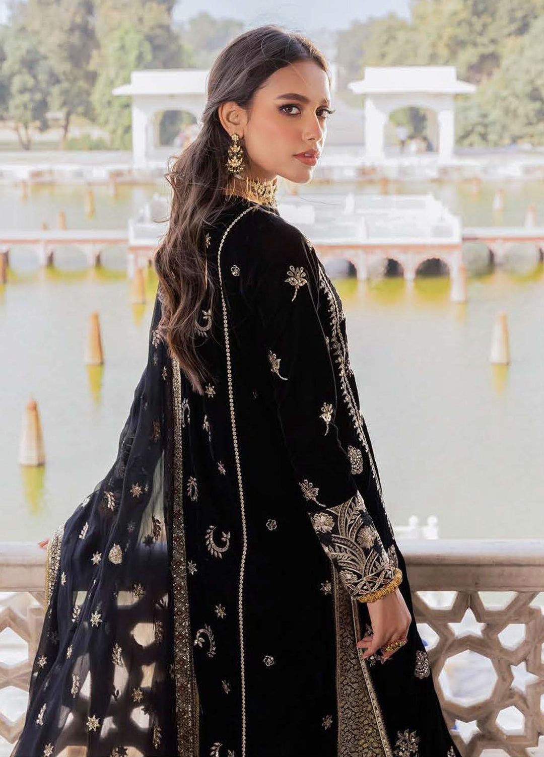 Baagh By AIK Atelier Embroidered Velvet Suits Unstitched 3 Piece AIK22B Look 2 - Winter Collection