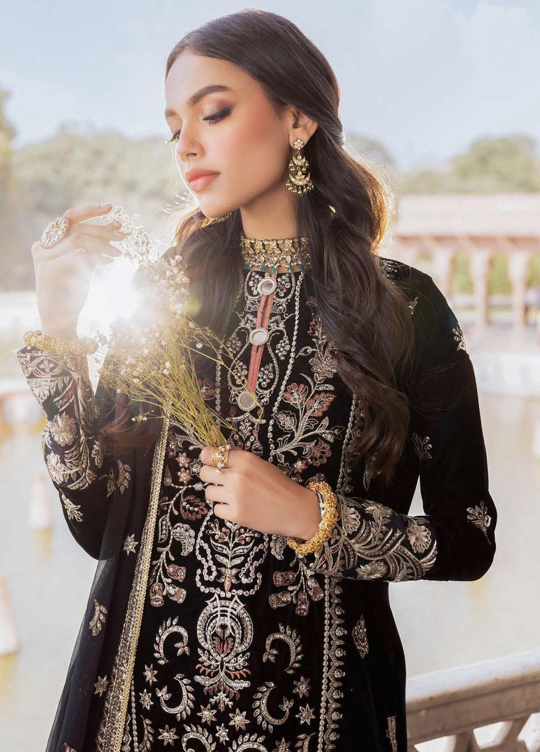 Baagh By AIK Atelier Embroidered Velvet Suits Unstitched 3 Piece AIK22B Look 2 - Winter Collection