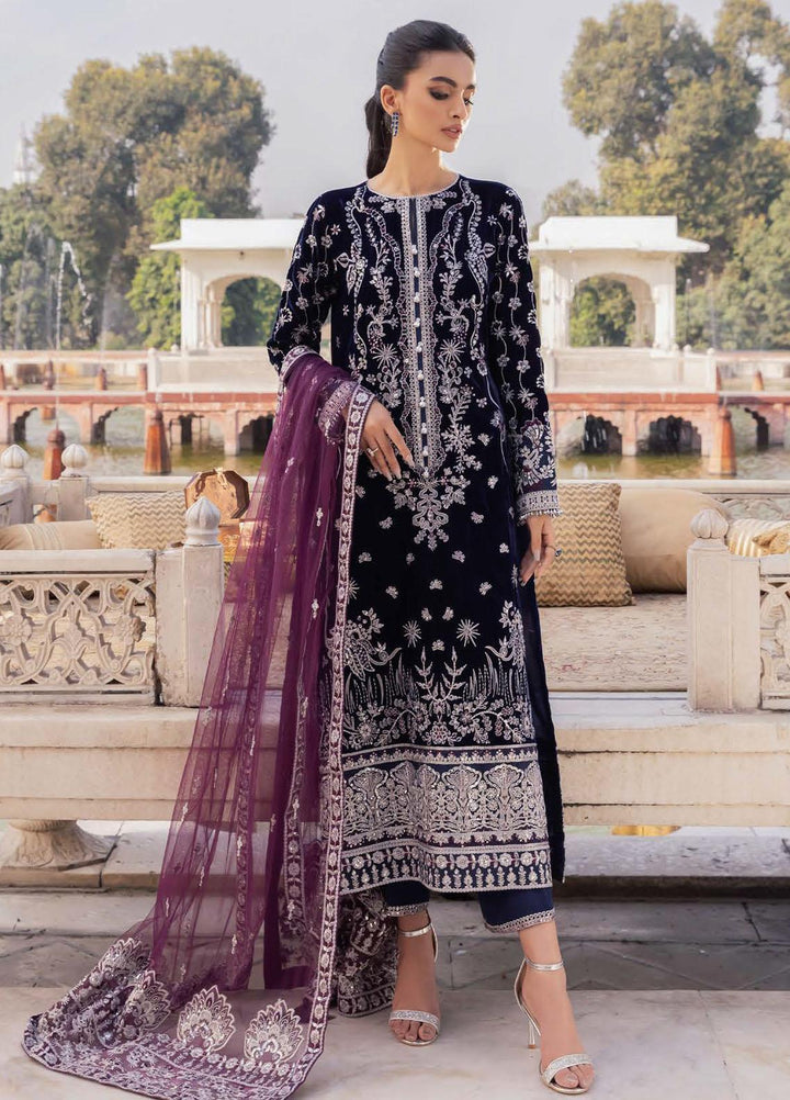 Baagh By AIK Atelier Embroidered Velvet Suits Unstitched 3 Piece AIK22B Look 3 - Winter Collection