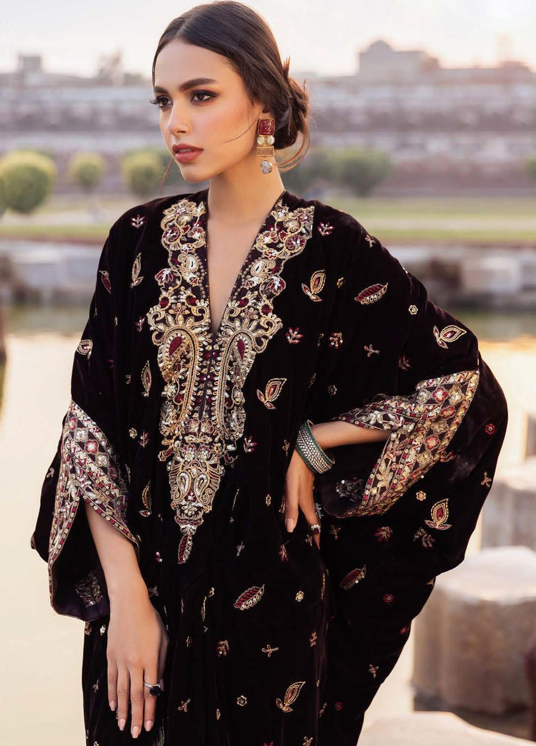 Baagh By AIK Atelier Embroidered Velvet Suits Unstitched 2 Piece AIK22B Look 4 - Winter Collection