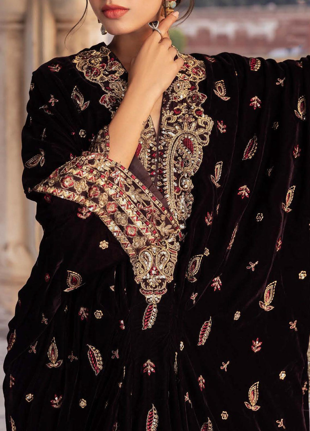 Baagh By AIK Atelier Embroidered Velvet Suits Unstitched 2 Piece AIK22B Look 4 - Winter Collection