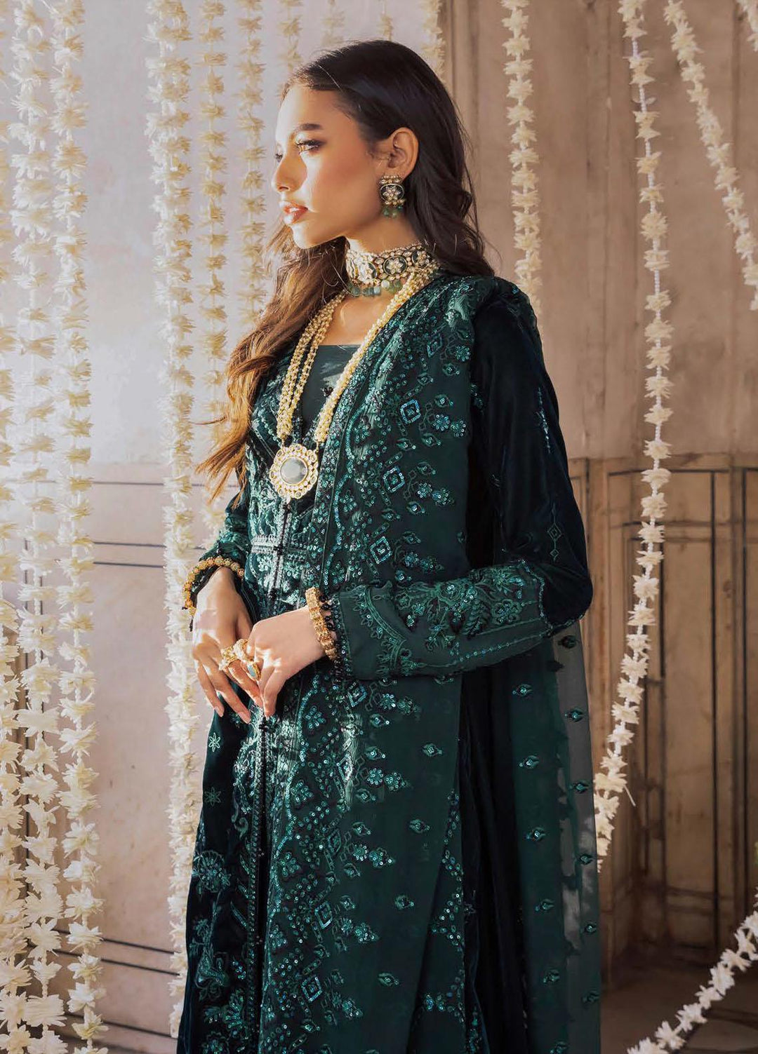 Baagh By AIK Atelier Embroidered Velvet Suits Unstitched 3 Piece AIK22B Look 8 - Winter Collection