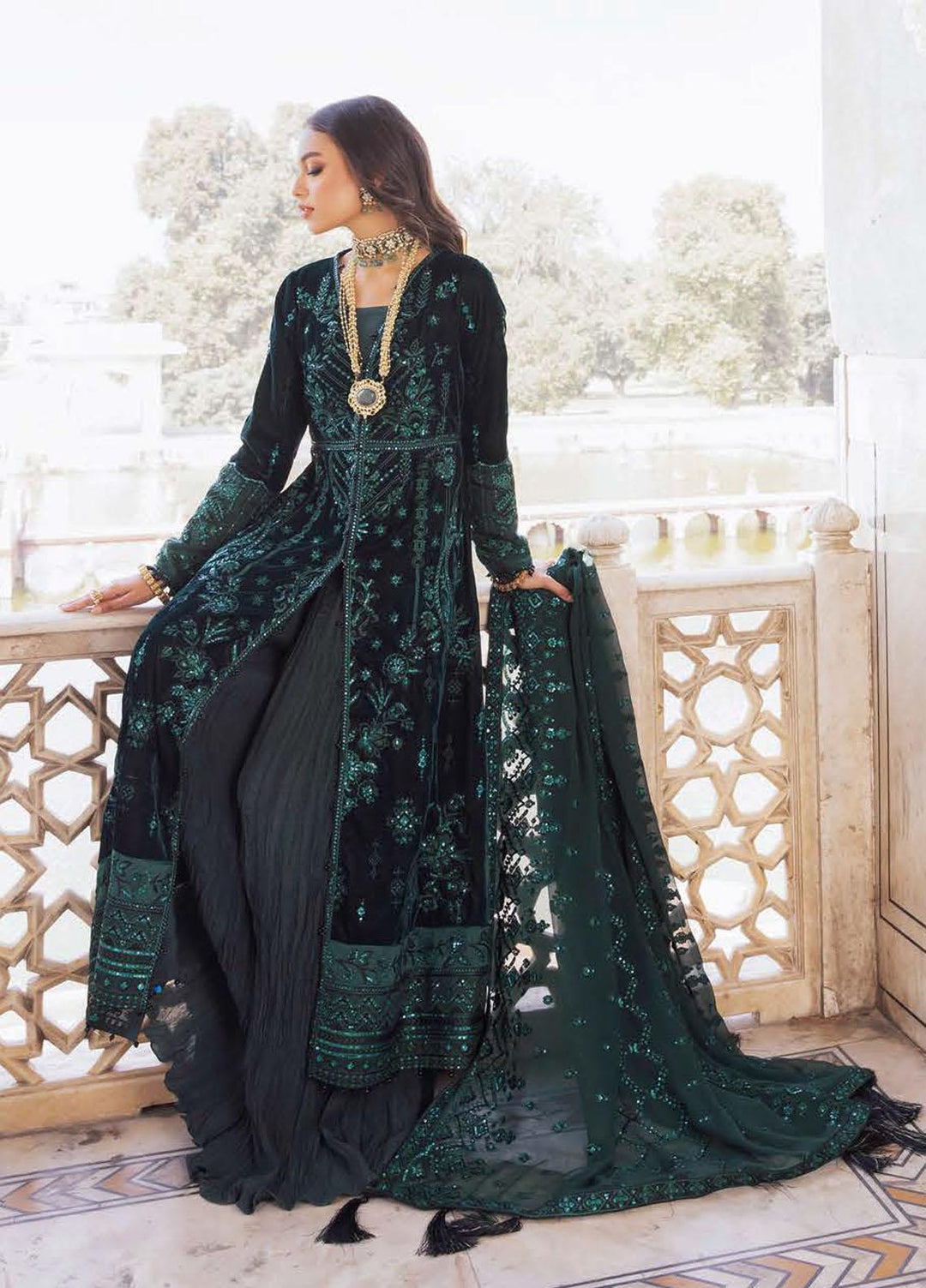 Baagh By AIK Atelier Embroidered Velvet Suits Unstitched 3 Piece AIK22B Look 8 - Winter Collection