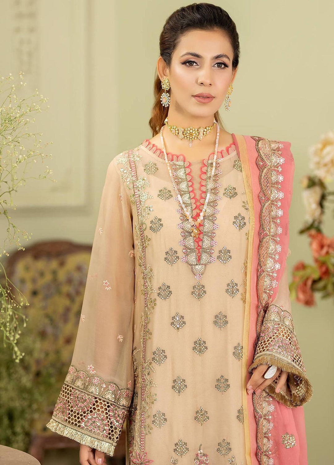 Baagh By Imrozia Premium Embroidered Chiffon Suits Unstitched 3 Piece IMP23BG M-41 Nargiz Aabi - Formal Collection