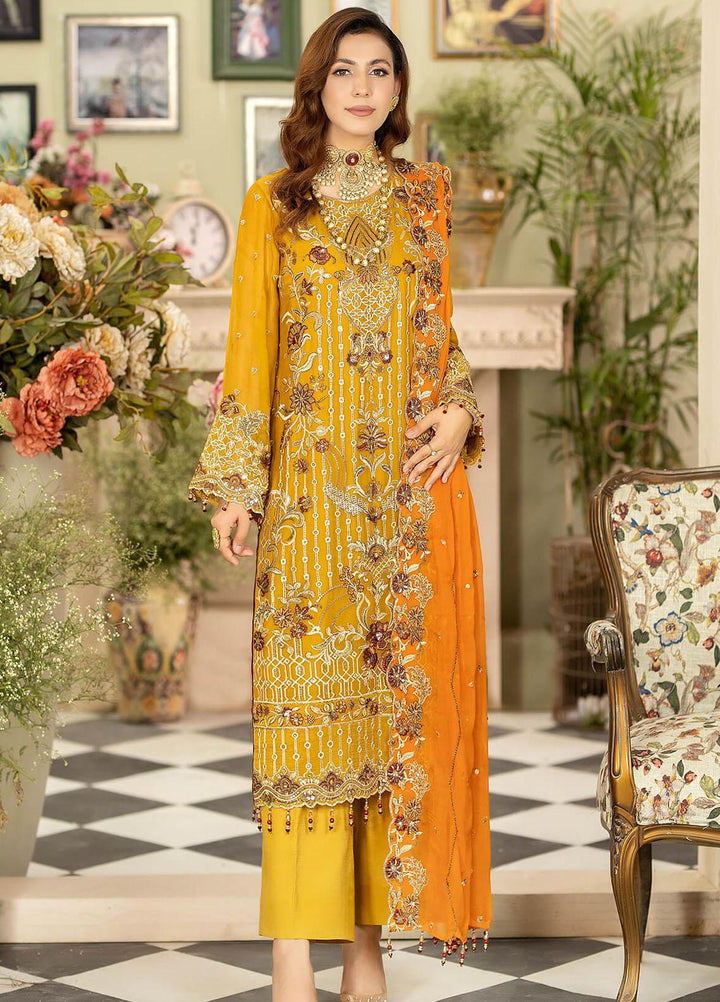 Baagh By Imrozia Premium Embroidered Chiffon Suits Unstitched 3 Piece IMP23BG M-42 Gull E Chandni - Formal Collection