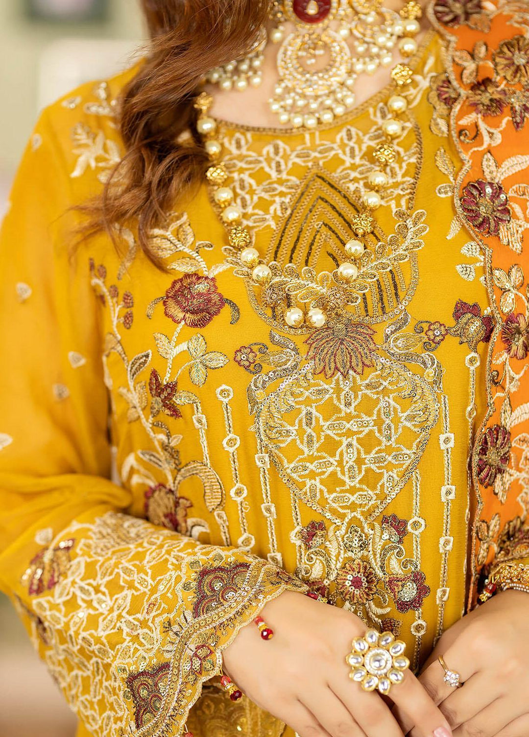 Baagh By Imrozia Premium Embroidered Chiffon Suits Unstitched 3 Piece IMP23BG M-42 Gull E Chandni - Formal Collection