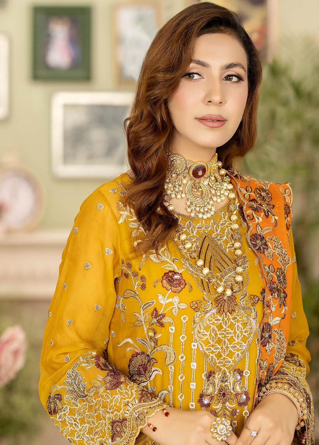 Baagh By Imrozia Premium Embroidered Chiffon Suits Unstitched 3 Piece IMP23BG M-42 Gull E Chandni - Formal Collection