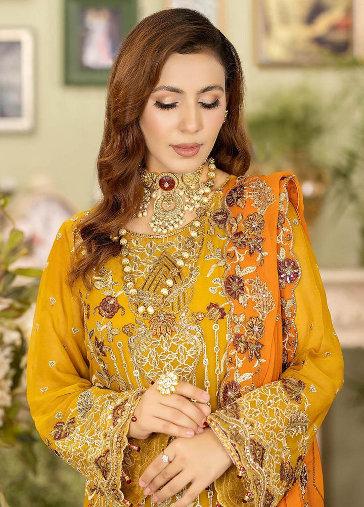 Baagh By Imrozia Premium Embroidered Chiffon Suits Unstitched 3 Piece IMP23BG M-42 Gull E Chandni - Formal Collection