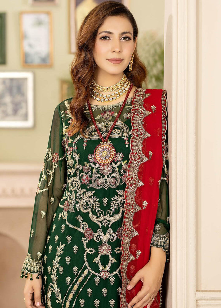 Baagh By Imrozia Premium Embroidered Chiffon Suits Unstitched 3 Piece IMP23BG M-43 Basanti - Formal Collection