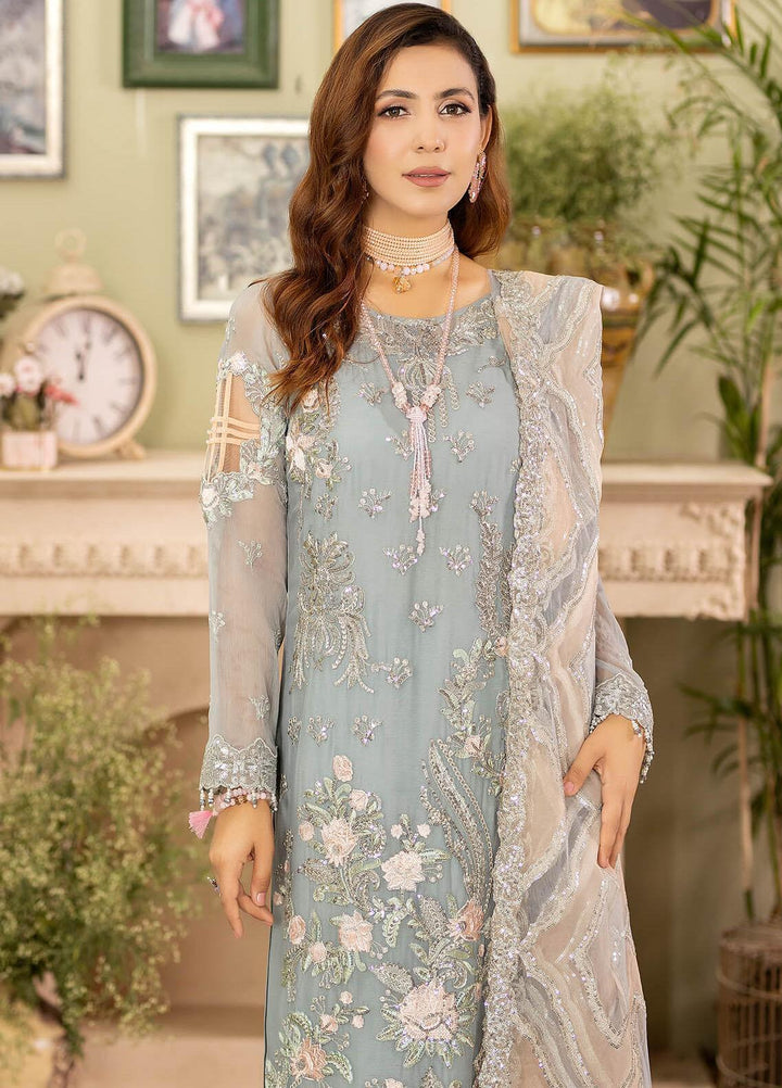 Baagh By Imrozia Premium Embroidered Chiffon Suits Unstitched 3 Piece IMP23BG M-44 Gull Ashraf - Formal Collection