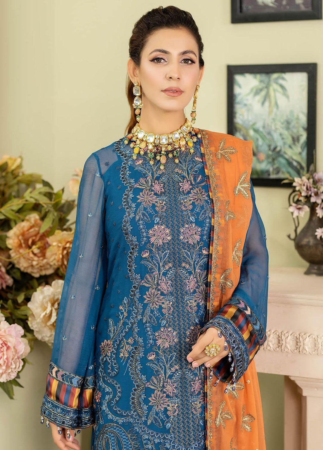 Baagh By Imrozia Premium Embroidered Chiffon Suits Unstitched 3 Piece IMP23BG M-47 Gull Bahar - Formal Collection