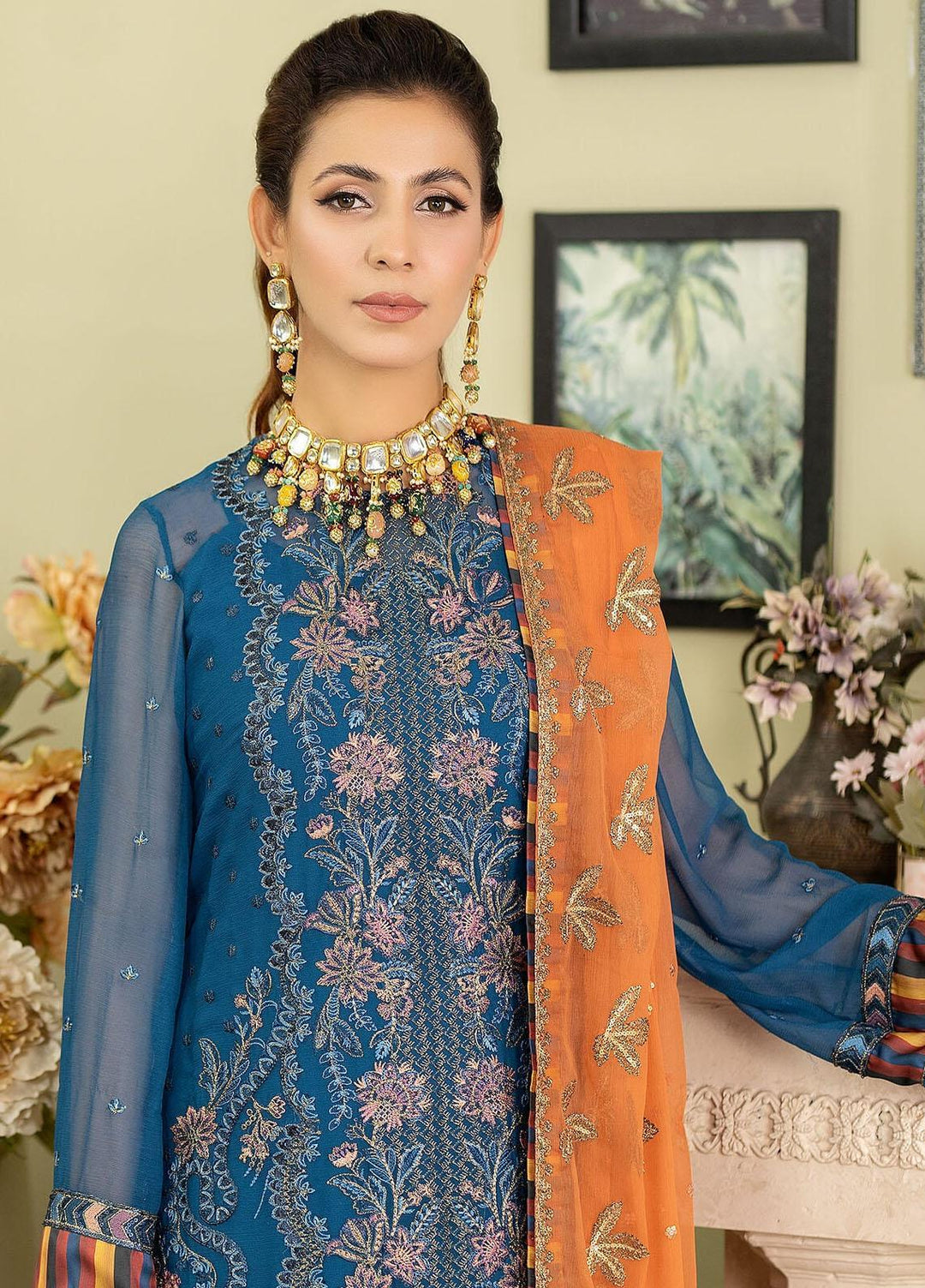 Baagh By Imrozia Premium Embroidered Chiffon Suits Unstitched 3 Piece IMP23BG M-47 Gull Bahar - Formal Collection
