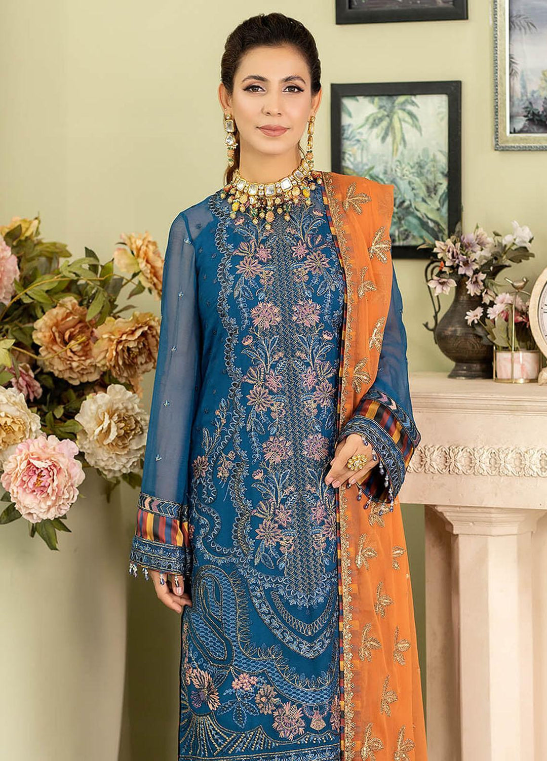 Baagh By Imrozia Premium Embroidered Chiffon Suits Unstitched 3 Piece IMP23BG M-47 Gull Bahar - Formal Collection