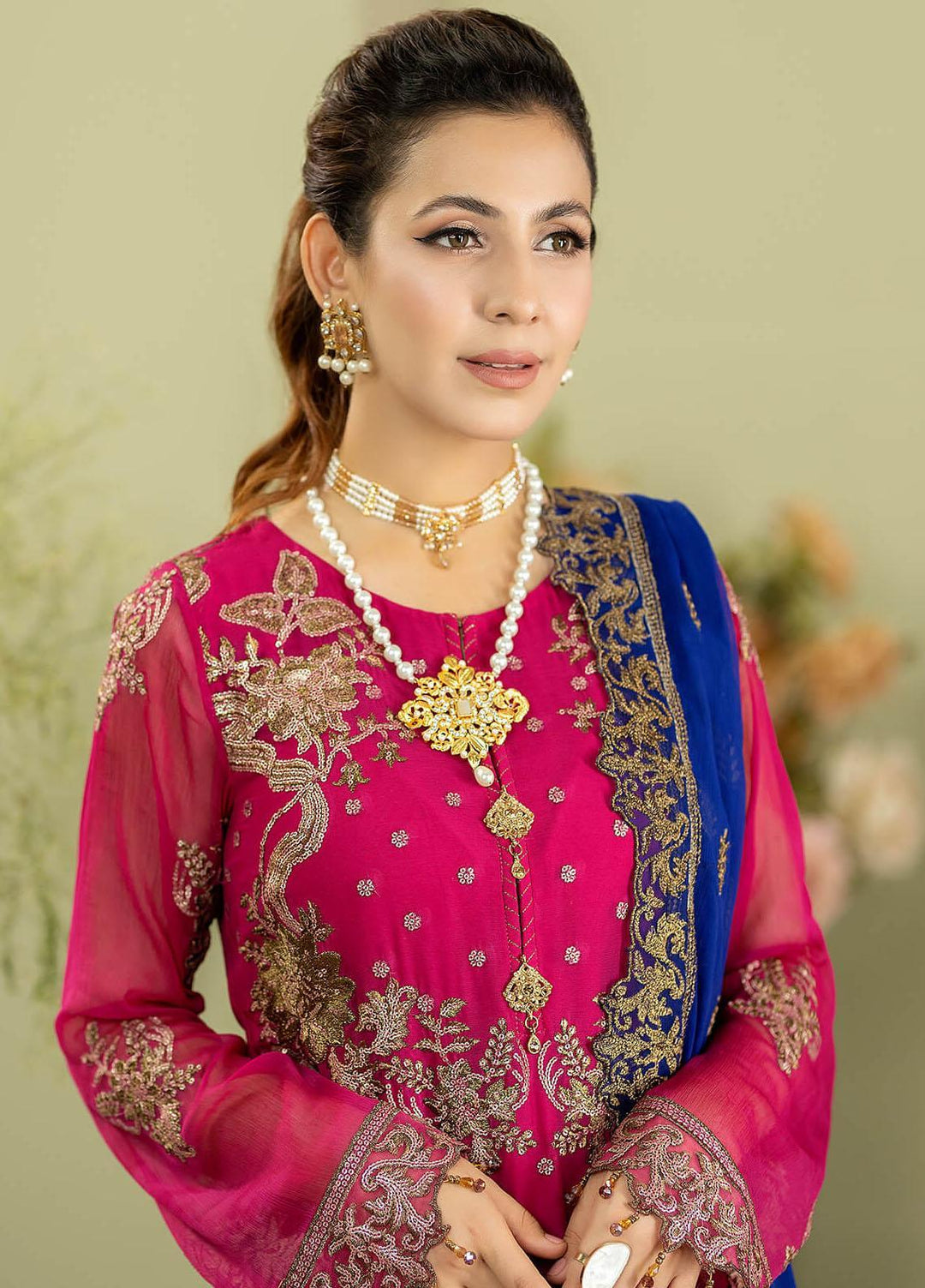 Baagh By Imrozia Premium Embroidered Chiffon Suits Unstitched 3 Piece IMP23BG M-48 Kanwal - Formal Collection