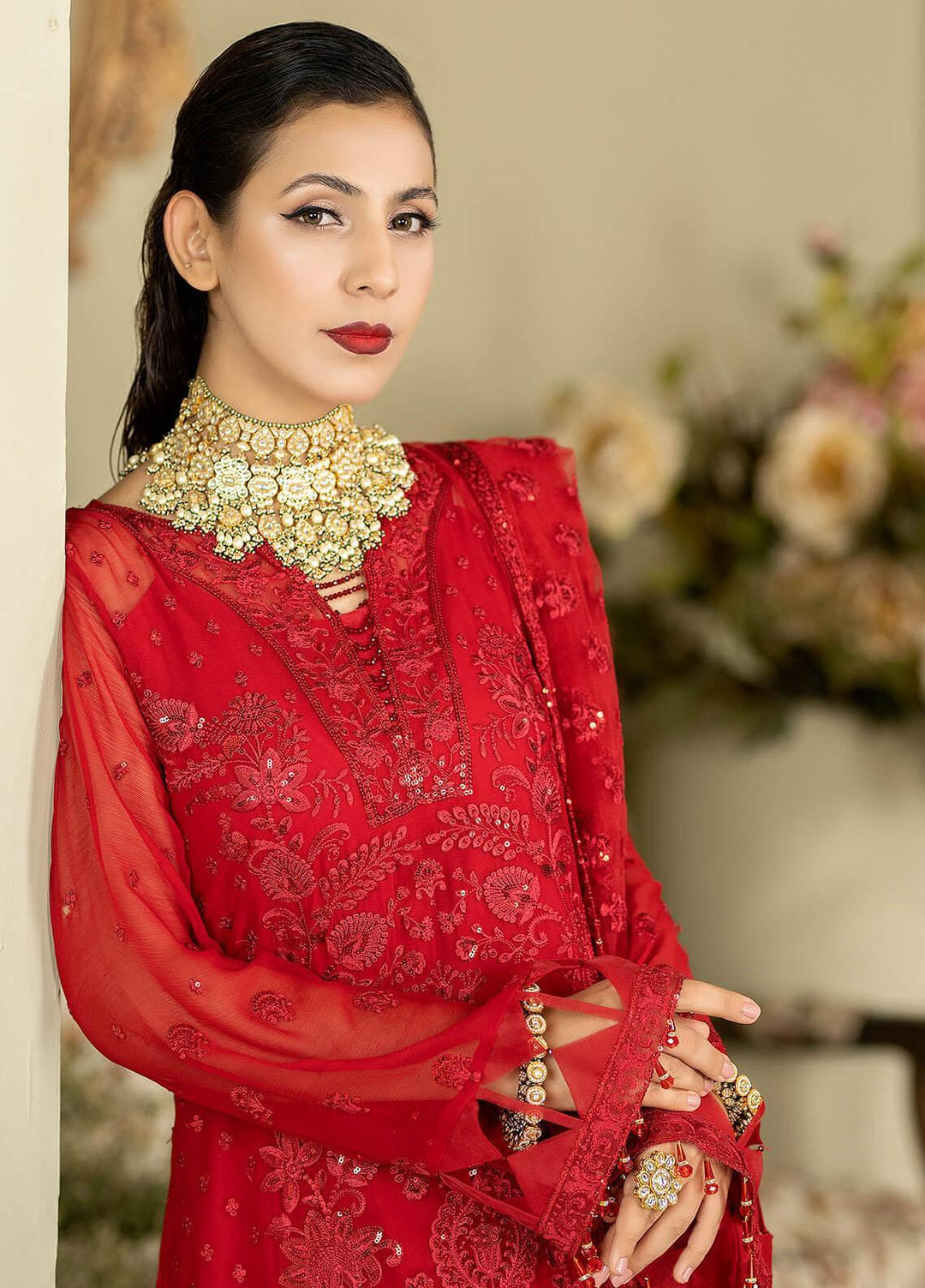 Baagh By Imrozia Premium Embroidered Chiffon Suits Unstitched 3 Piece IMP23BG M-50 Champa - Formal Collection