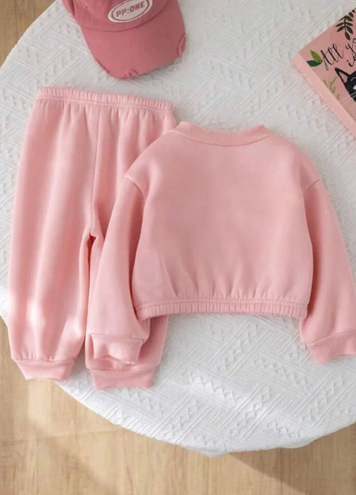 Baby Nest Baby Pink - Mini Style Zip Up Fleece Tracksuit for Kids