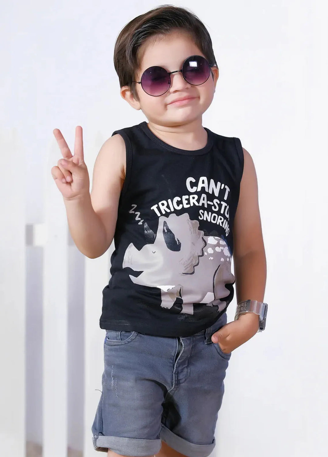 Baby Nest Boys Sando Cant Tricera Stop Snoring Black