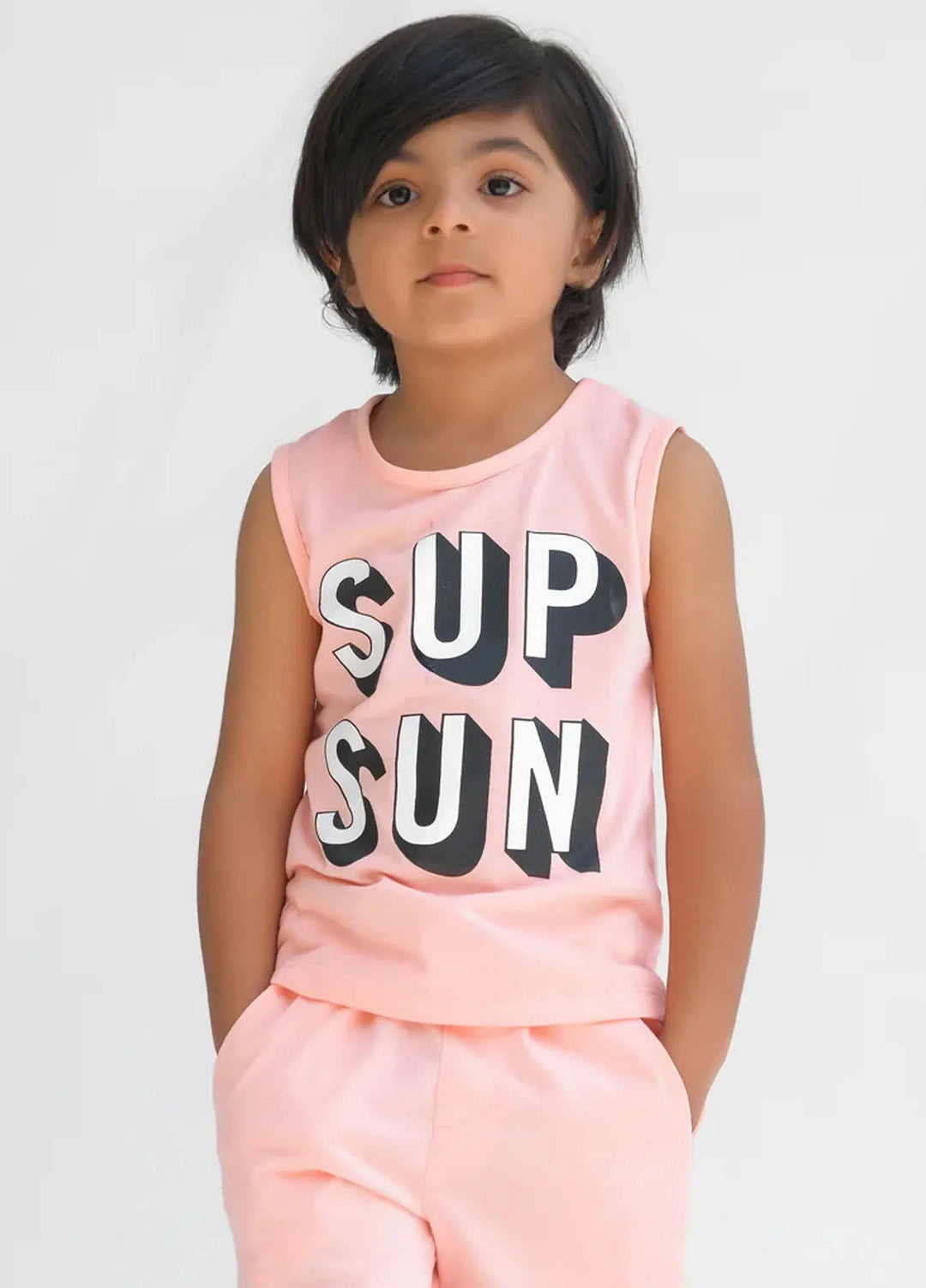 Baby Nest Boys Sando Sup Sun Light Pink