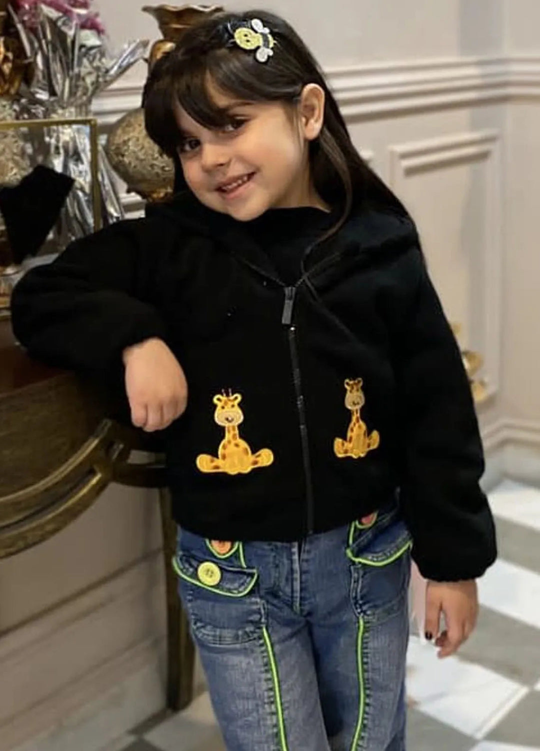 Baby Nest Fleece Embroidery Baby Hoodie Black-1337