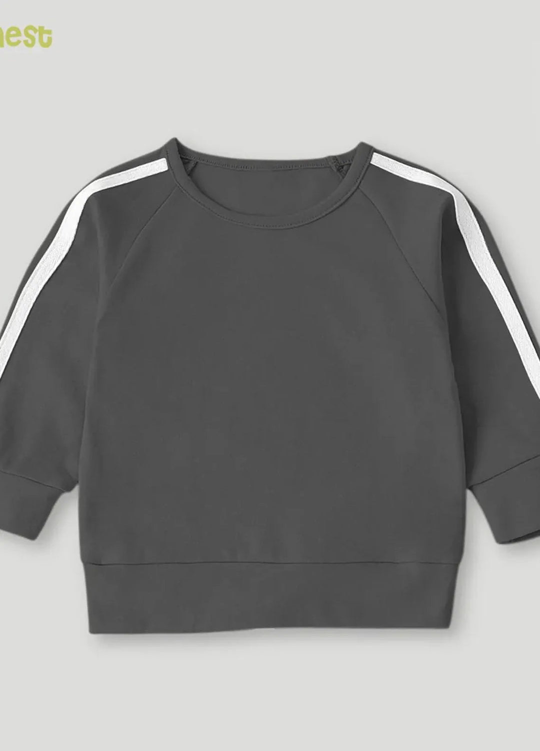 Baby Nest Fleece Sweatshirt White Line Grey-BNDR-07