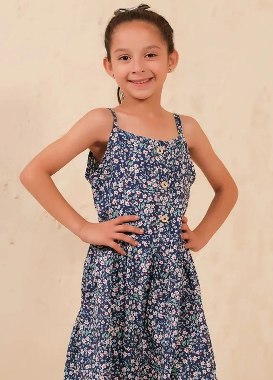 Baby Nest Frock Allover Floral Print Frock Blue