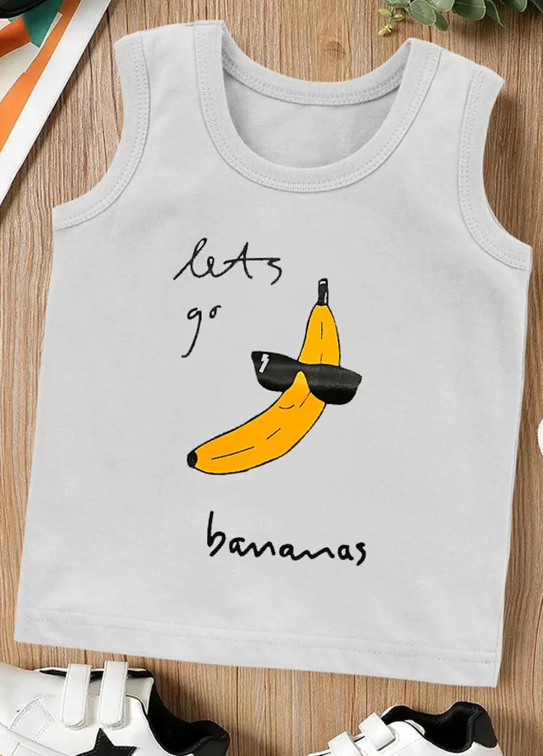 Baby Nest Kids Sando Bnbbs-167 Lets Go Bananas Light Grey