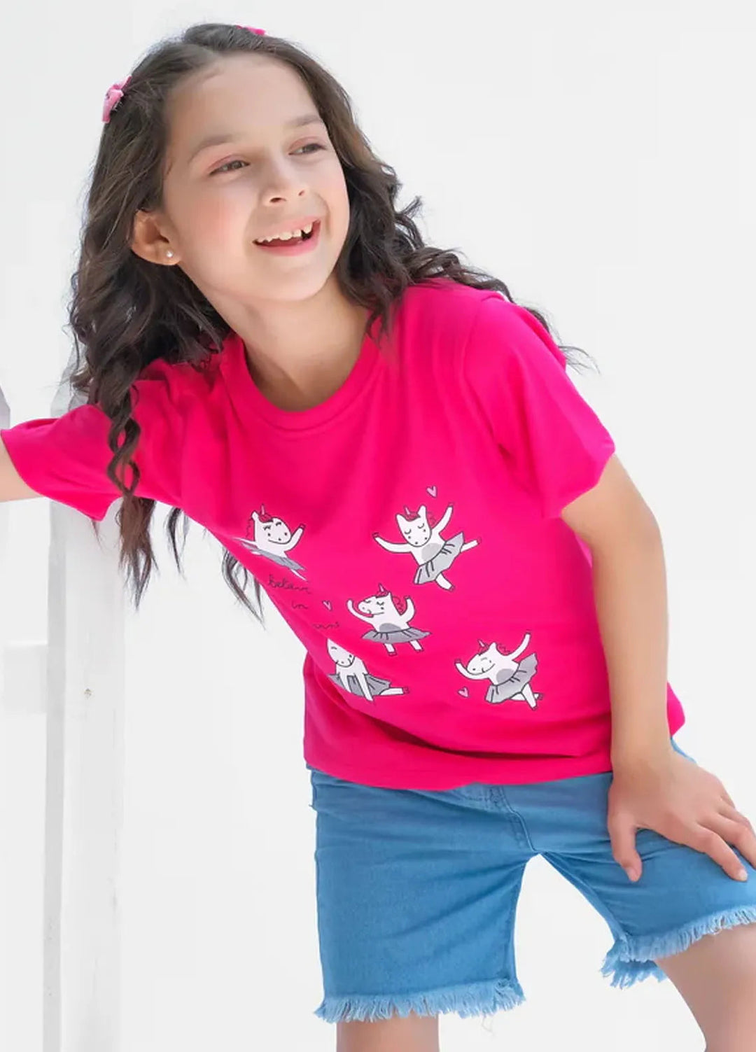 Baby Nest Kids T Shirt Believe in Unicorn Dark Pink