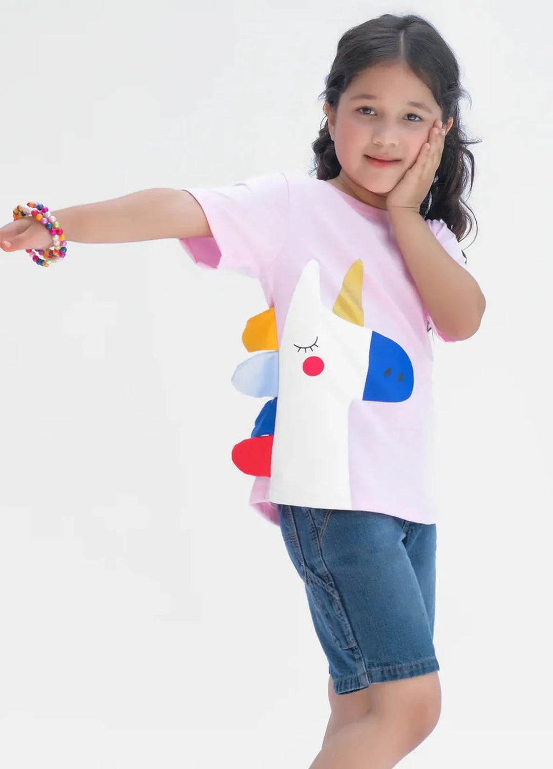 Baby Nest Kids T Shirt Big Unicorn Light Pink