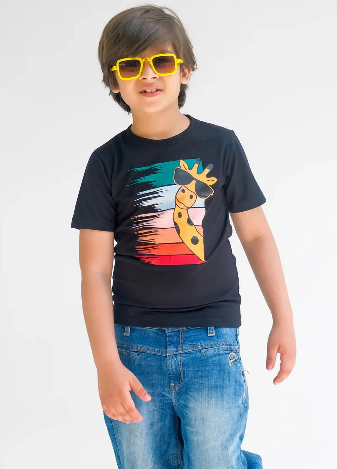 Baby Nest Kids T Shirt Charming Giraffe Black