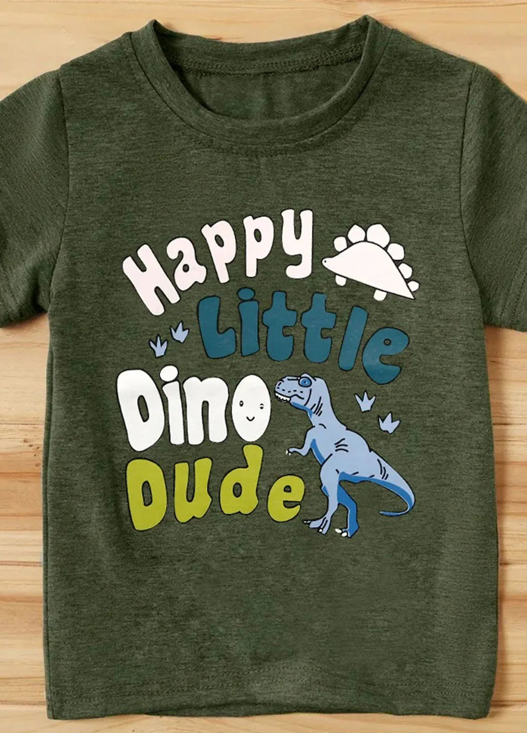 Baby Nest Kids T Shirt Happy little Dine Dude Green