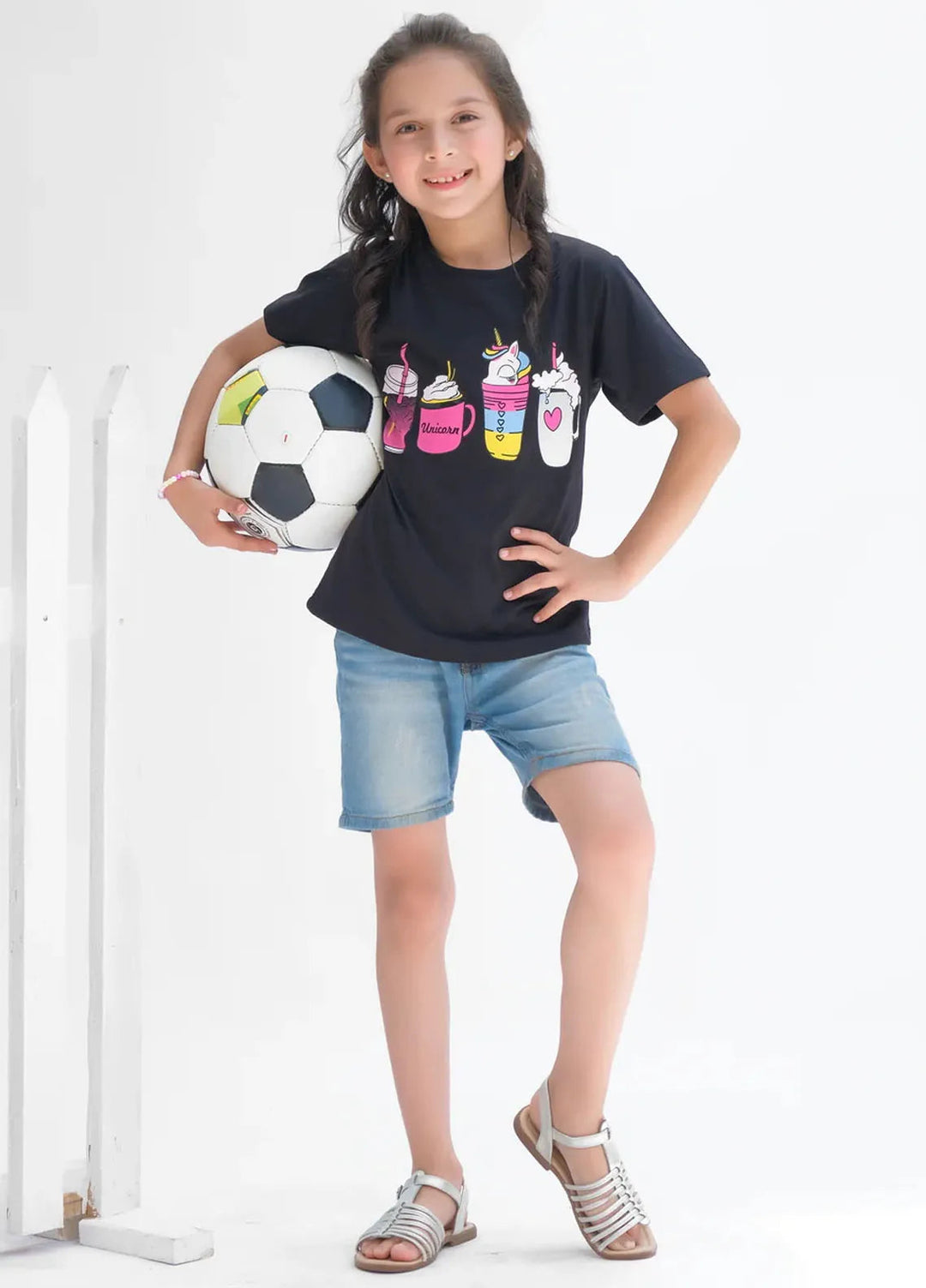 Baby Nest Kids T Shirt Unicorn Shake Black