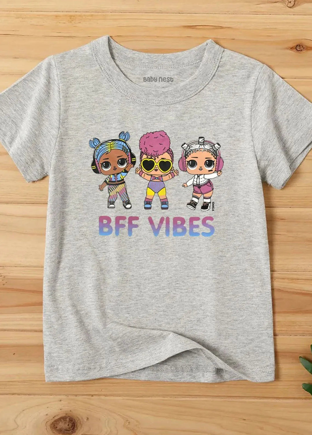 Baby Nest Pret 1 Piece Bff Vibes Half Sleeves T-Shirt - Grey - Sbt-342-D6