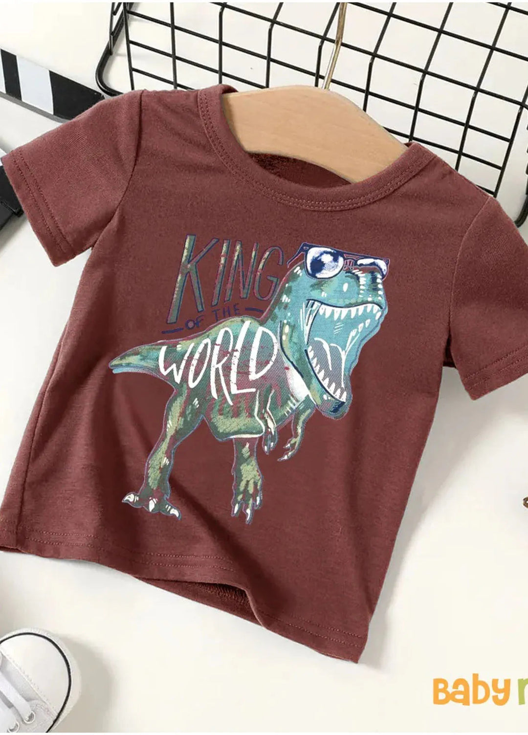 Baby Nest Pret 1 Piece King Dino Half Sleeves T-Shirt - Maroon - Sbt-335