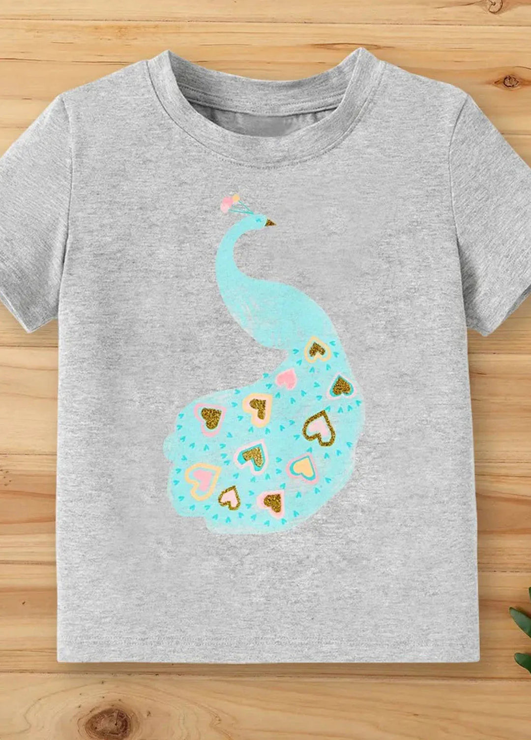 Baby Nest Pret 1 Piece Peafowl Half Sleeves T-Shirt - Heather Grey - Sbt-338