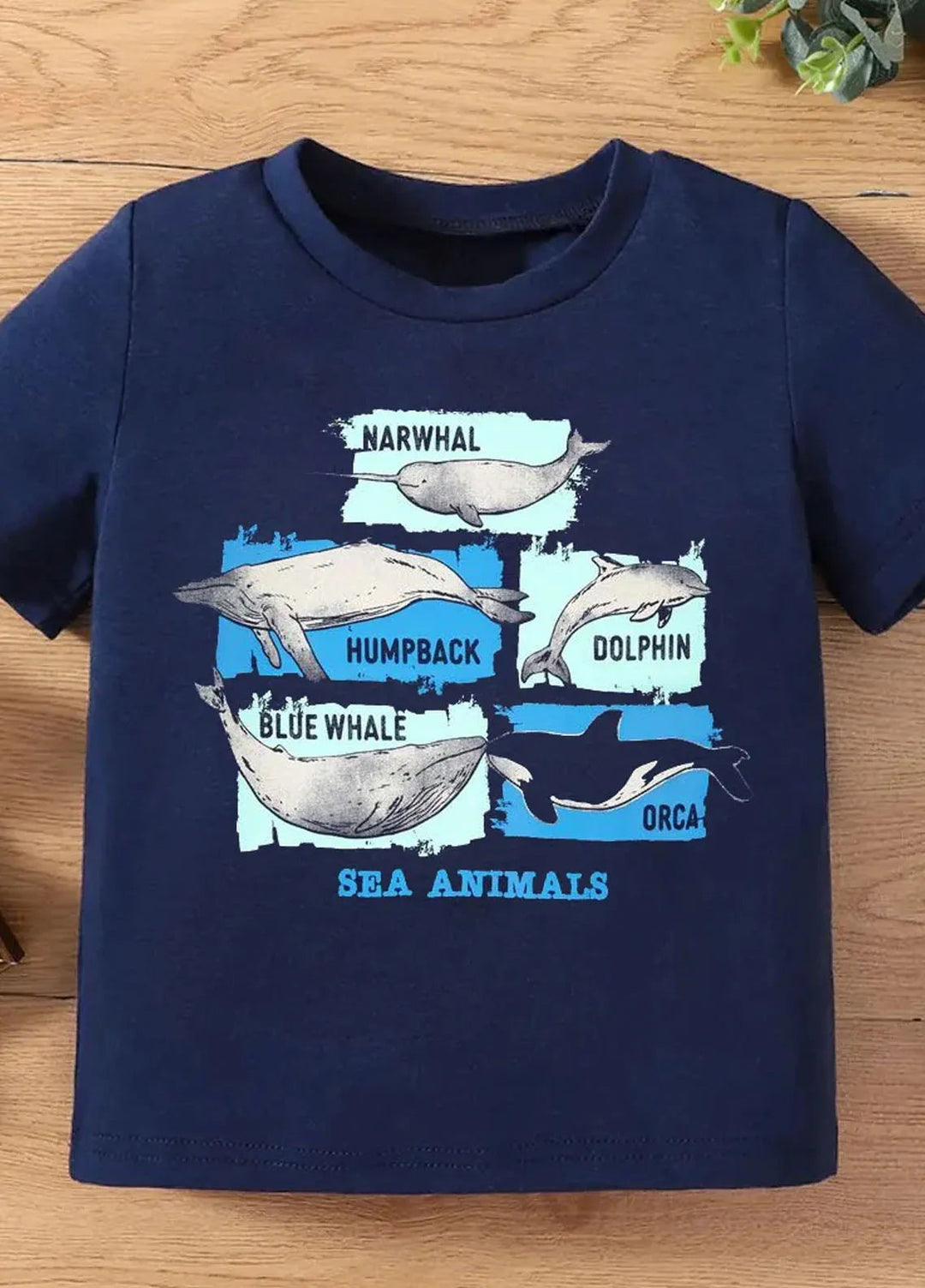 Baby Nest Pret 1 Piece Sea Animals Half Sleeves T-Shirt - Navy Blue - Sbt-339