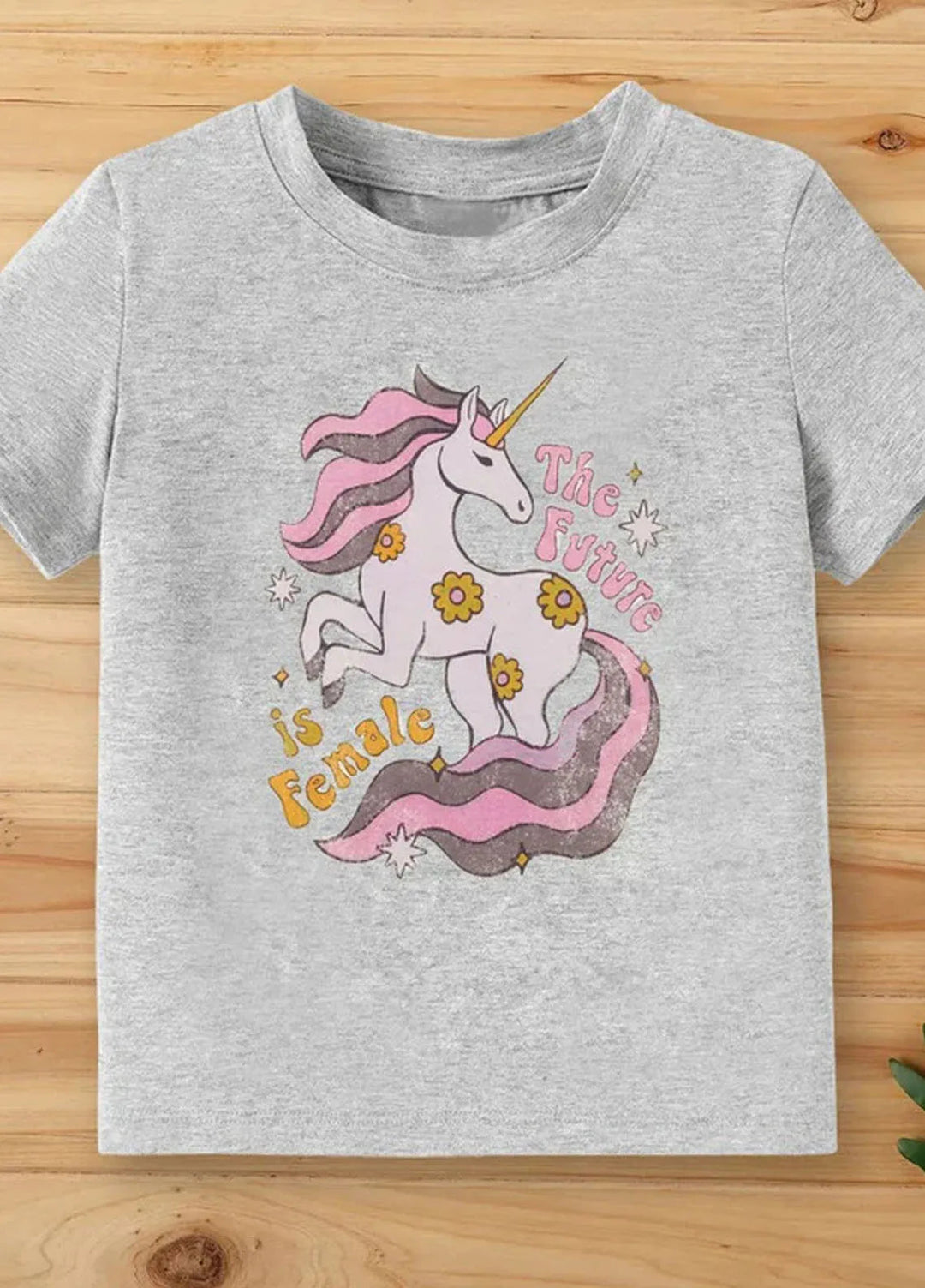 Baby Nest Pret 1 Piece Unicorn The Future Half Sleeves T-Shirt - Grey - Sbt-342