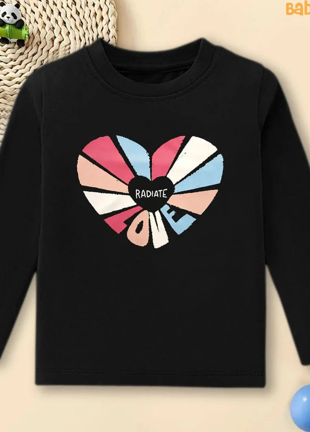 Baby Nest Pret Printed 1 Piece Black Radiate Love Colorful Heart Full Sleeves T-shirt Bndr-113