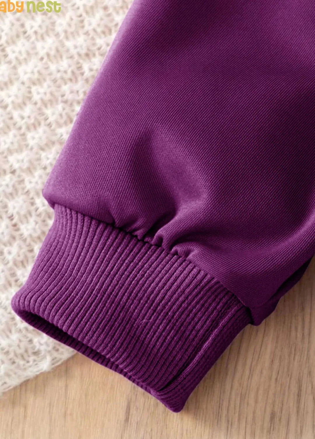 Baby Nest Royal Purple Cozy Explorer Fleece Tracksuit for Kids with Sling Bag