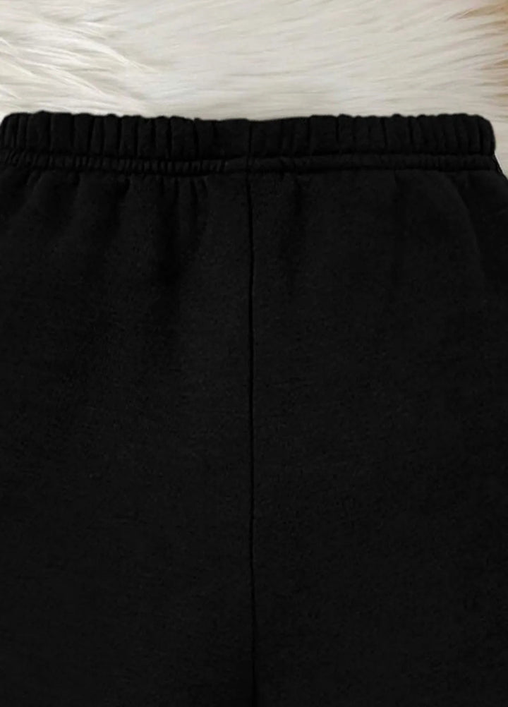 Baby Nest Stylish Black Pearl-Studded Zip-up Fleece Tracksuit for Kids