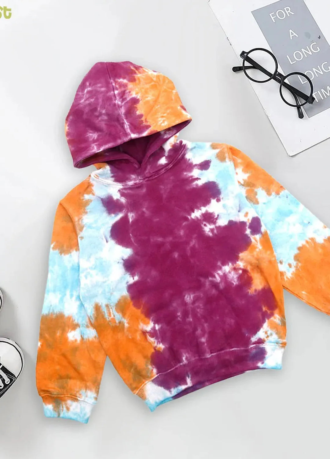 Baby Nest Tie Dye Hoodie For Kid Multi Purple-1297
