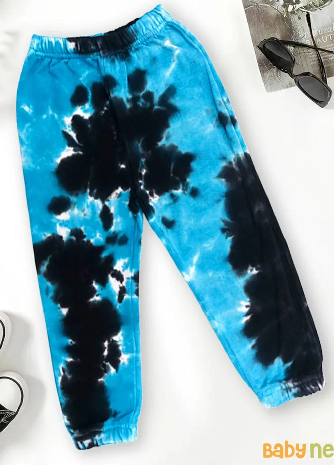 Baby Nest Tie Dye Sweat Pants For Kids Blue N Black-1298