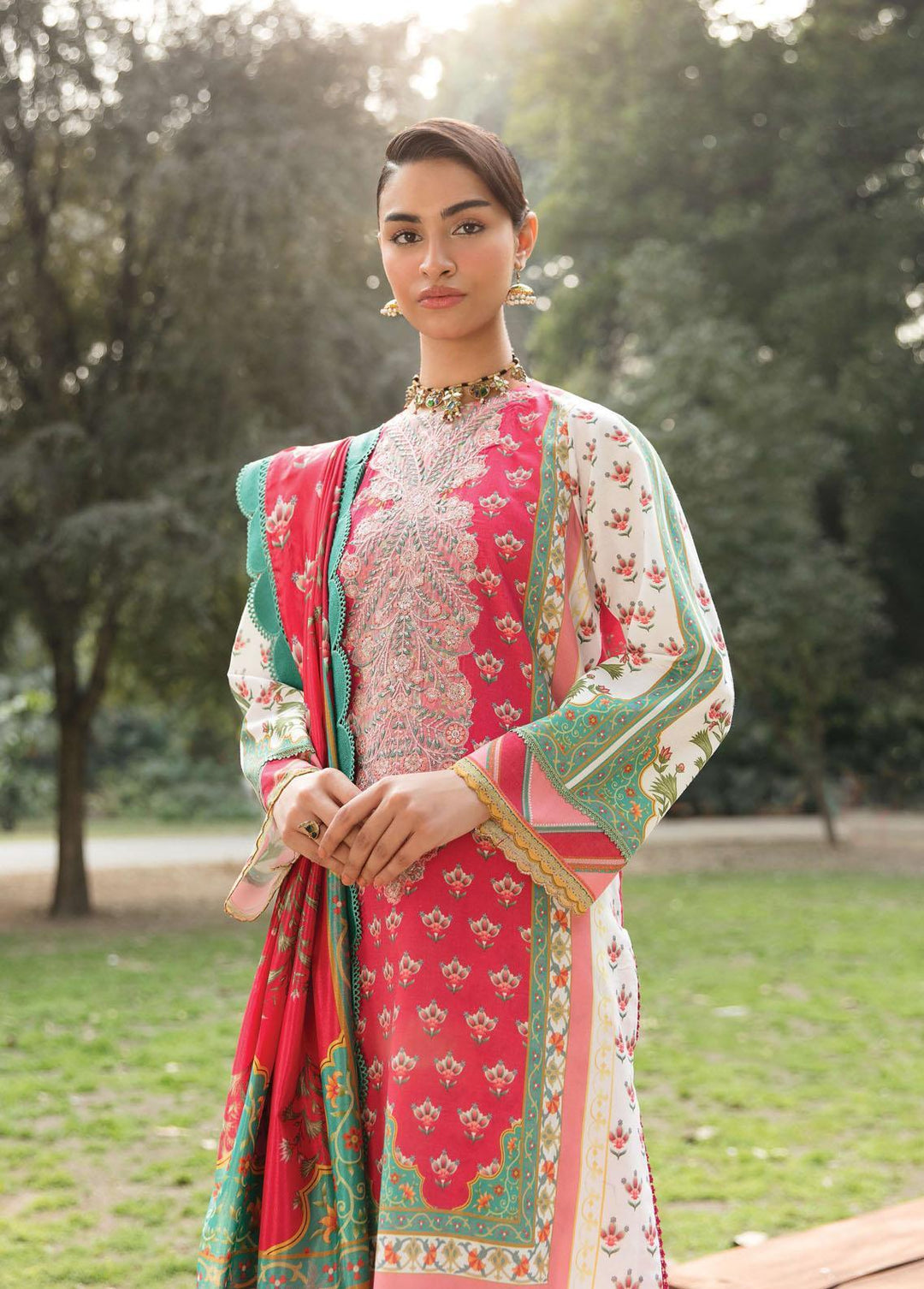 Bahaar By Ayzel Embroidered Lawn Suits Unstitched 3 Piece AAF23B AZL-23-V1-06 Dahlia - Summer Collection