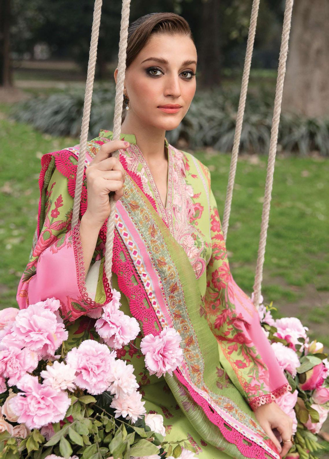 Bahaar By Ayzel Embroidered Lawn Suits Unstitched 3 Piece AAF23B AZL-23-V1-08 Gulmohar - Summer Collection