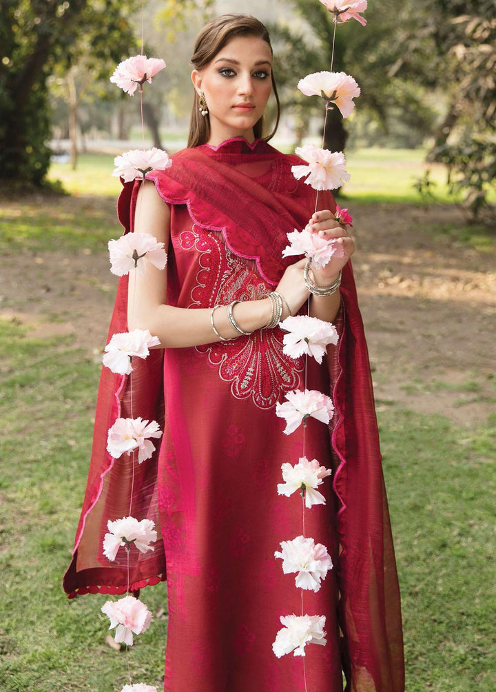 Bahaar By Ayzel Embroidered Lawn Suits Unstitched 3 Piece AAF23B AZL-23-V1-12 Laal Gulab - Summer Collection