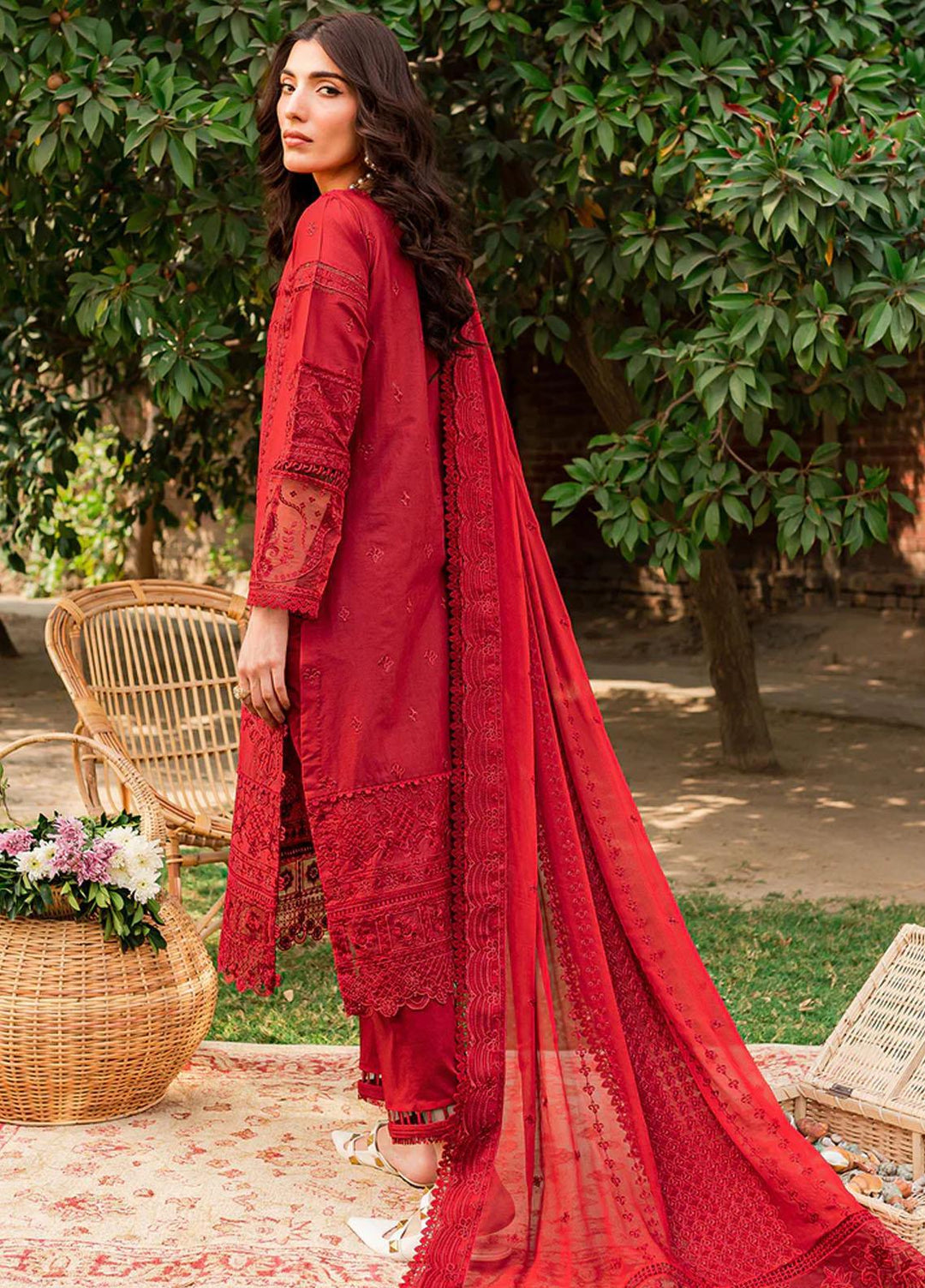 Bahaar By Farasha Embroidered Lawn Suits Unstitched 3 Piece FSH23B 02 Gulabi - Festive Collection