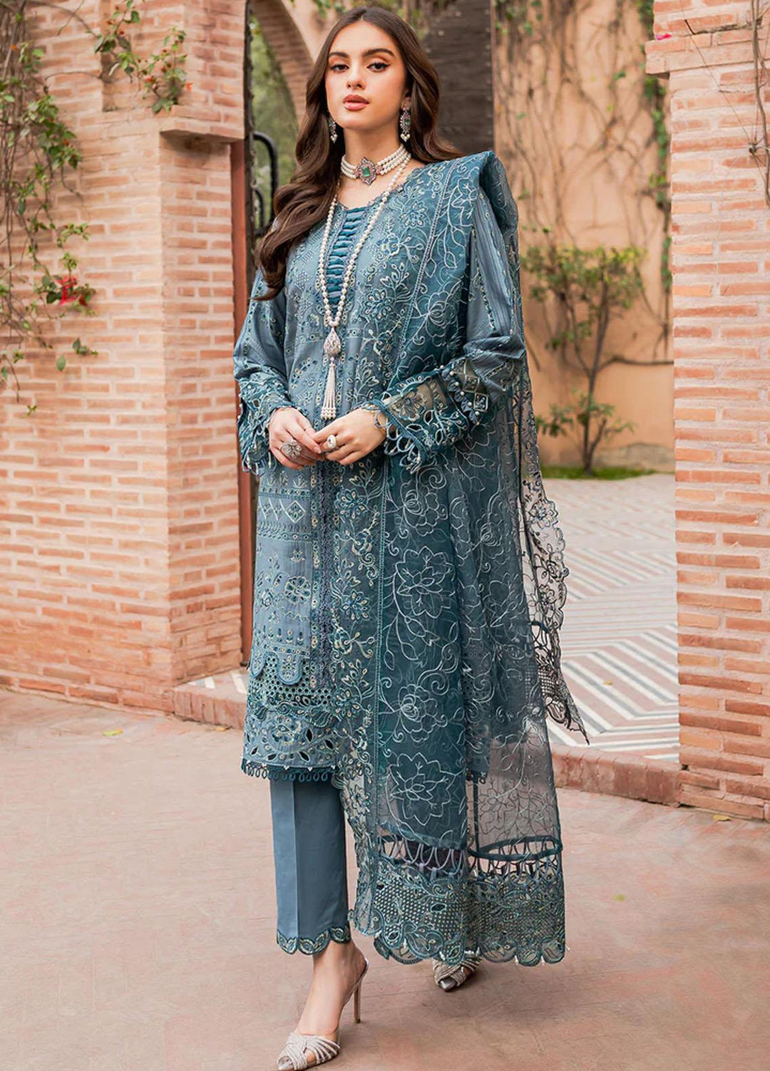 Bahaar By Farasha Embroidered Lawn Suits Unstitched 3 Piece FSH23B 06 Nuri - Festive Collection