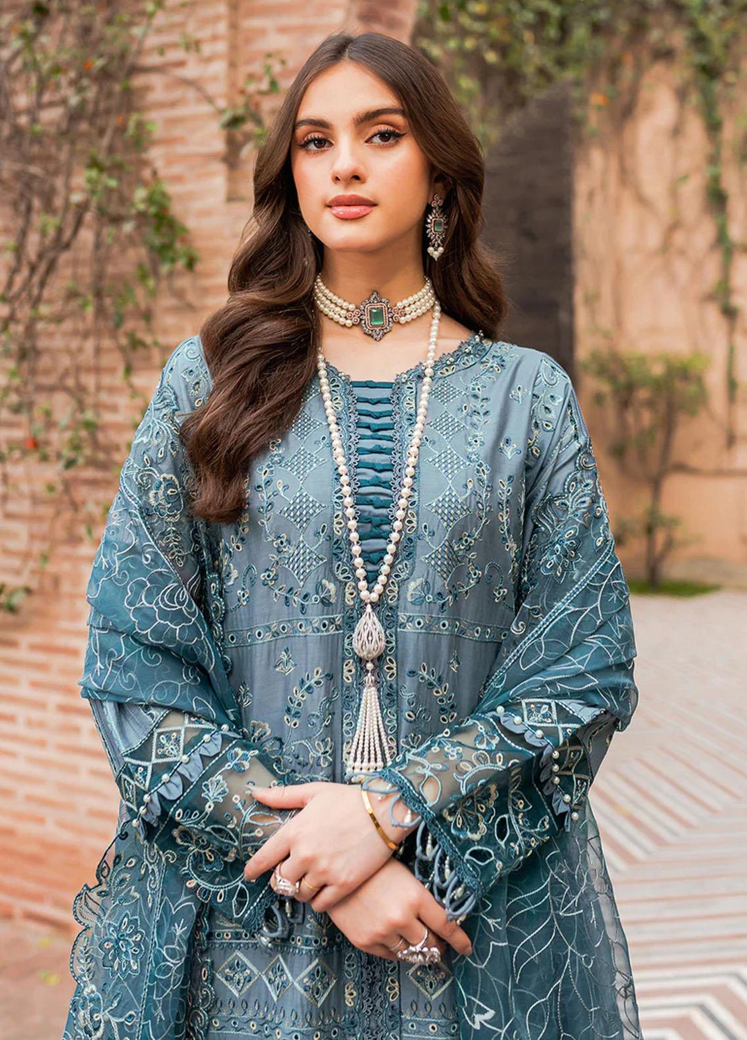 Bahaar By Farasha Embroidered Lawn Suits Unstitched 3 Piece FSH23B 06 Nuri - Festive Collection