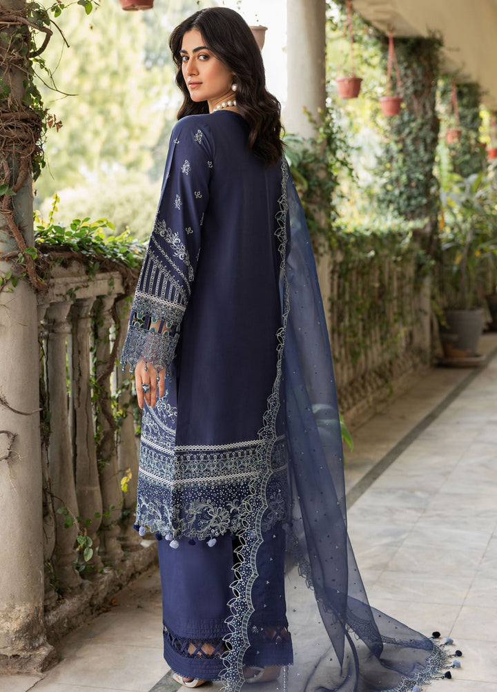 Bahaar By Farasha Embroidered Lawn Suit Unstitched 3 Piece FSH24B 01 Blue Ochre - Summer Collection