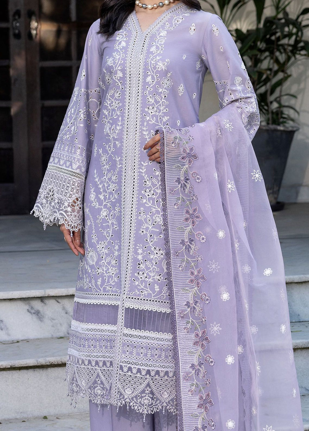 Bahaar By Farasha Embroidered Lawn Suit Unstitched 3 Piece FSH24B 02 Lilac Florine - Summer Collection
