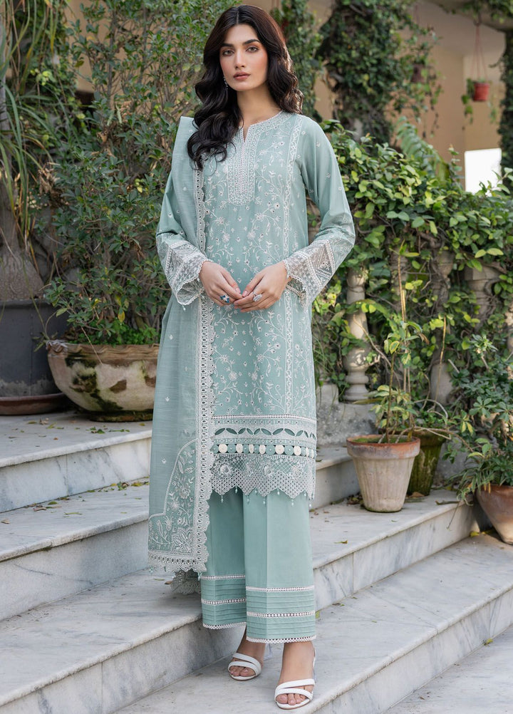 Bahaar By Farasha Embroidered Lawn Suit Unstitched 3 Piece FSH24B 03 Aqua Pearl - Summer Collection